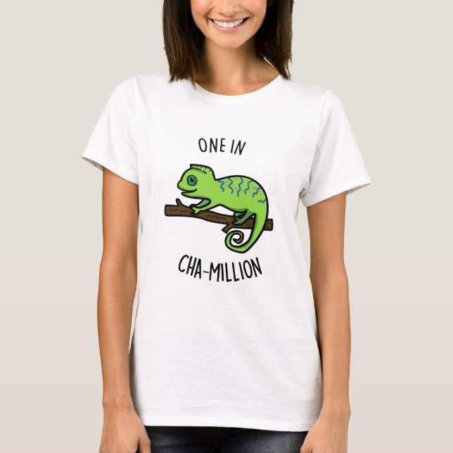 Camiseta Uno en Cha-Million Gracioso Chameleon Pun (Anverso)