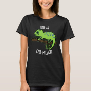 Camiseta Uno en Cha-Million Gracioso Chameleon Pun Dark BG