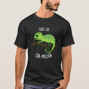Camiseta Uno en Cha-Million Gracioso Chameleon Pun Dark BG