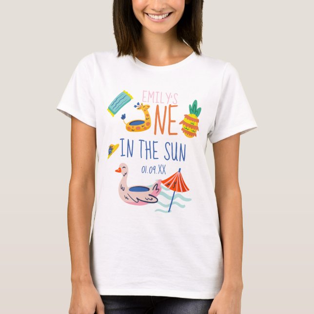 Camiseta Uno en el sol cumpleaños fiesta de piscina garabat (Anverso)