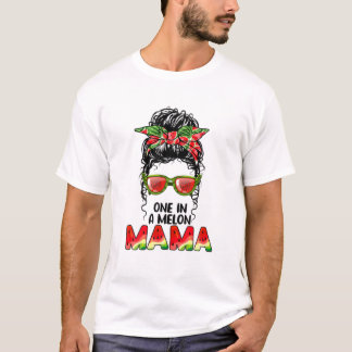 Camiseta Uno En Un Melón Mama Messy Bun Watermelón Verano V