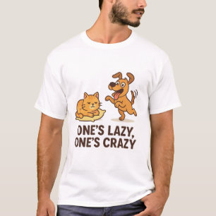 Camiseta Uno es perezoso, uno es loco - Gracioso gato y per