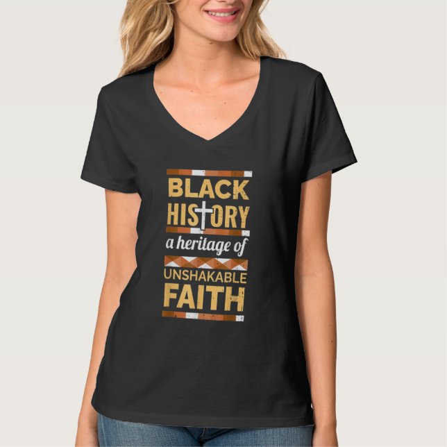 Camiseta Unshakeable Faith Black History Month BLM Melanin  (Anverso)
