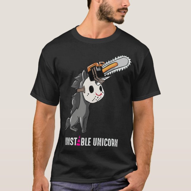 Camiseta Unstable Unicornio, Chainsaw, pareja de Halloween (Anverso)