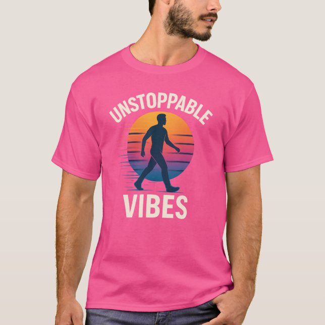 Camiseta Unstoppable Vibes Retro Sunset Silhouette T-Shirt (Anverso)