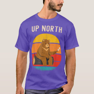 Camiseta Up North Camping Bear Retro Vintage Sunset Funny