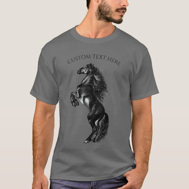 Camiseta Upright Black Wild Horse T-Shirt - Custom Text (Anverso)