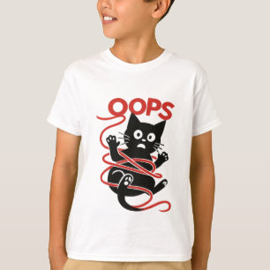 Camiseta ¡Ups! Gráfico de gato enmarañado