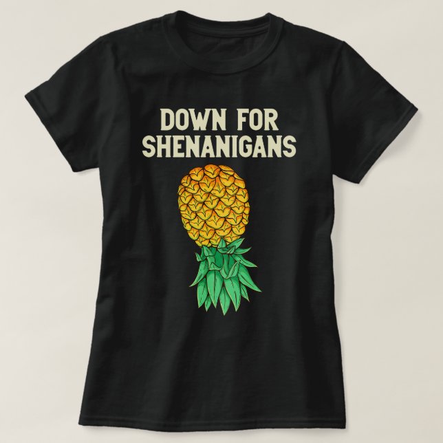 Camiseta Upside Down Pineapple Down For Shenanigans Funny S (Diseño del anverso)