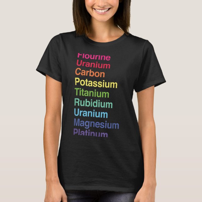Camiseta Uranio Flourium Carbon Potium Titanium Rubidium U (Anverso)