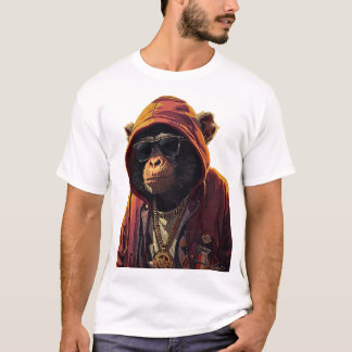 Camiseta Urban Chimp – Cool Chimpanzee with Hoodie and Gold
