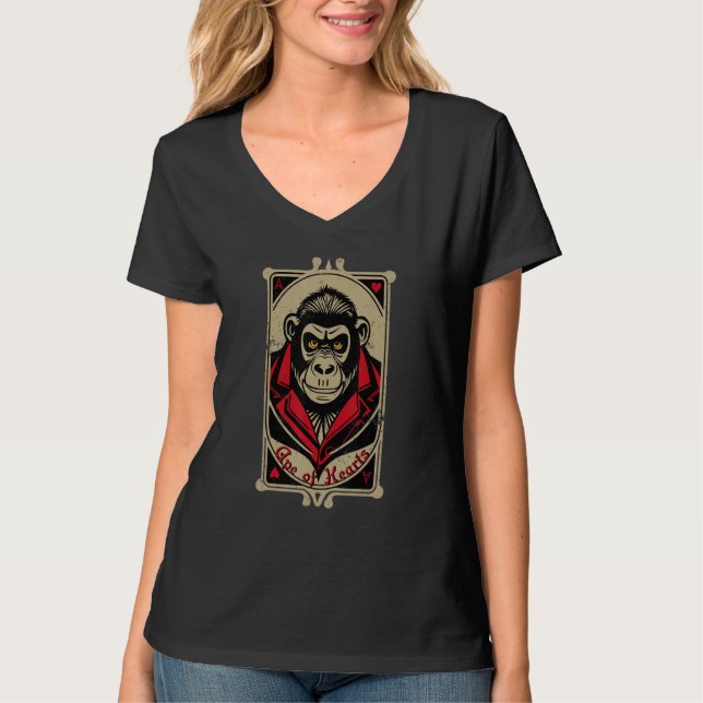 Camiseta Urban Gorilla Ape of Hearts Playing Card Style Dis (Anverso)