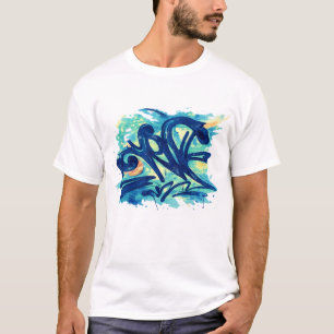 Camiseta Urban Graffiti Splash – Arte Callejero Azul y Turq
