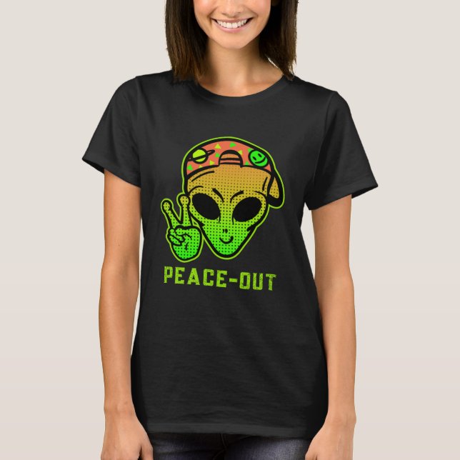Camiseta Urban Legend Alien Streetwear PEACE OUT (Anverso)