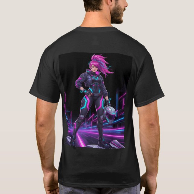Camiseta Urban Myth Engine – Cyberpunk Machine Legend (Reverso)