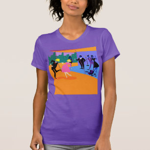 Camiseta urbana retra del fiesta del tejado