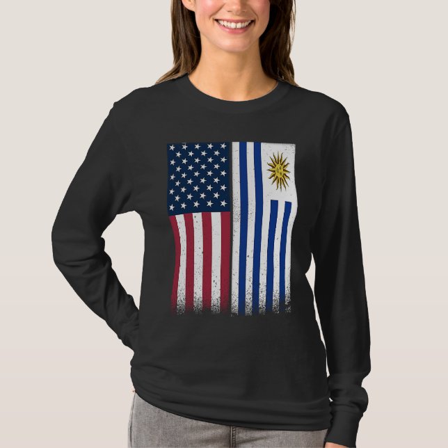 Camiseta Uruguayan Flag  USA And Uruguay Flags Proud Urugua (Anverso)