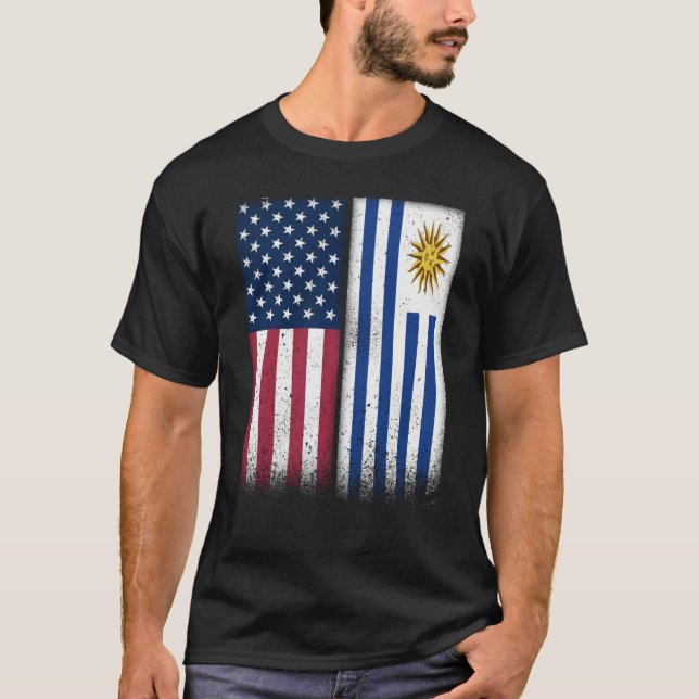 Camiseta Uruguayan Flag USA And Uruguay Flags Proud Uruguay (Anverso)