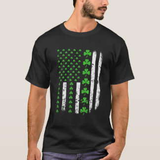 Camiseta US America Flag Shamrock Clover St Patricks Day Pa