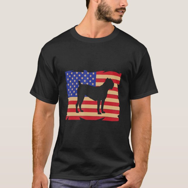 Camiseta US American Flag Cane Corso Dog Italian Mastiff (Anverso)