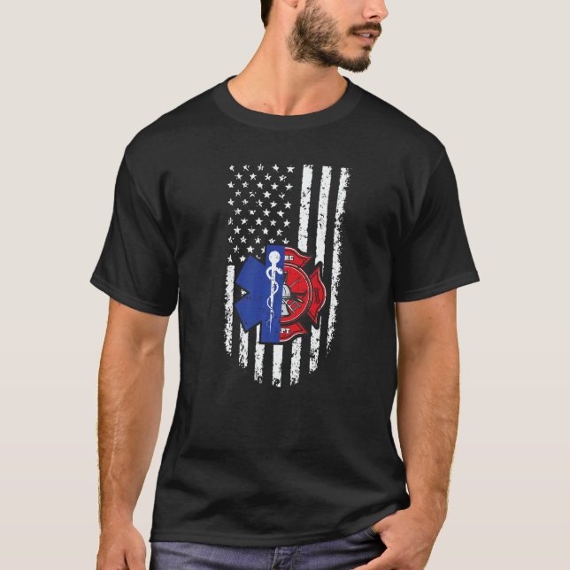 Camiseta Us American Flag Emt Firefighter Emergency Medical (Anverso)