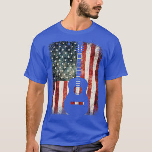 Camiseta US American Flag Guitar Musician Distressed Guitar