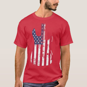 Camiseta US American Flag Guitar Musicians Retro Grunge Men