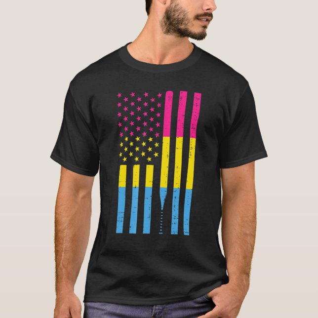 Camiseta Us American Flag Pansexual Baseball Pan Pride Lgbt (Anverso)