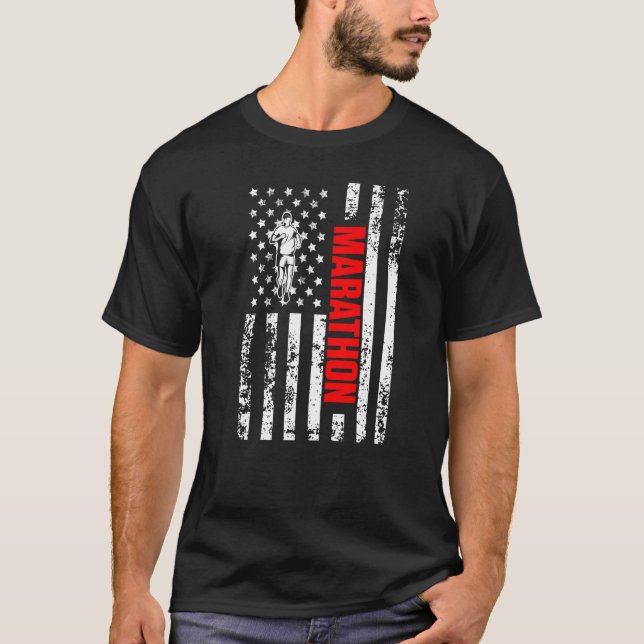 Camiseta US American Flag Running Sports Patriotic Half Mar (Anverso)