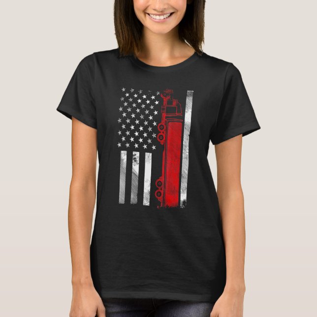 Camiseta US American Flag Semi Truck Driver 18 Wheeler Truc (Anverso)