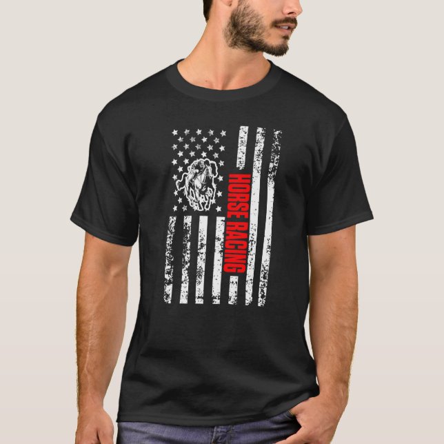 Camiseta US American Flag Sports Patriotic Horse Racing Pre (Anverso)