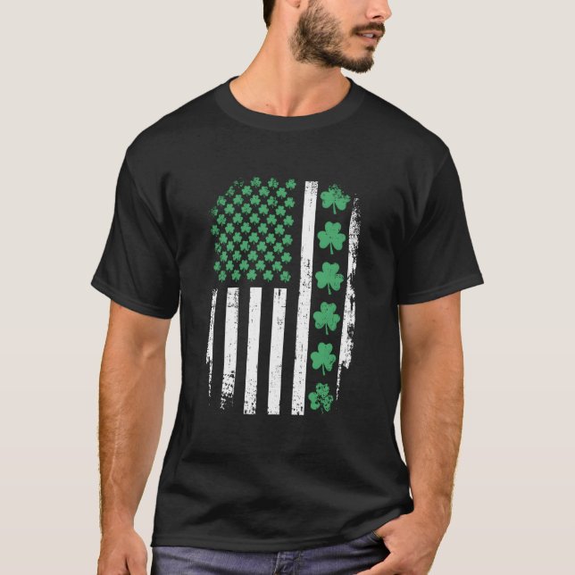 Camiseta Us American Flag With Shamrocks For St Patricks Da (Anverso)