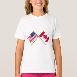 Camiseta US and Canada Crossed Flags