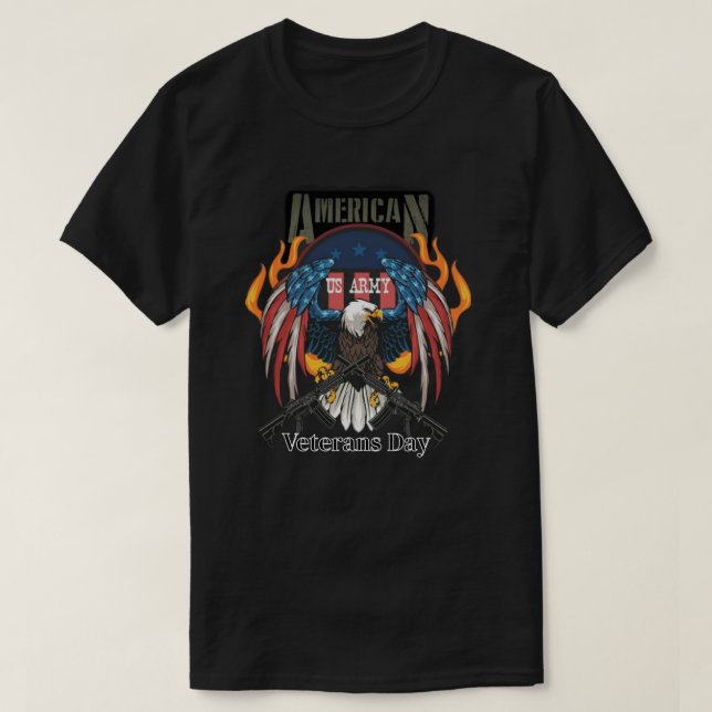 Camiseta US Army eagle shirt, and veterans' machine guns (Diseño del anverso)