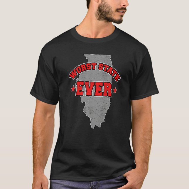 Camiseta US Citizen Proud America Land Map Worst State Illi (Anverso)