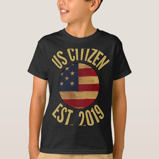 Camiseta Us Citizenship 2019 Gif American Flag Usa  (Anverso)