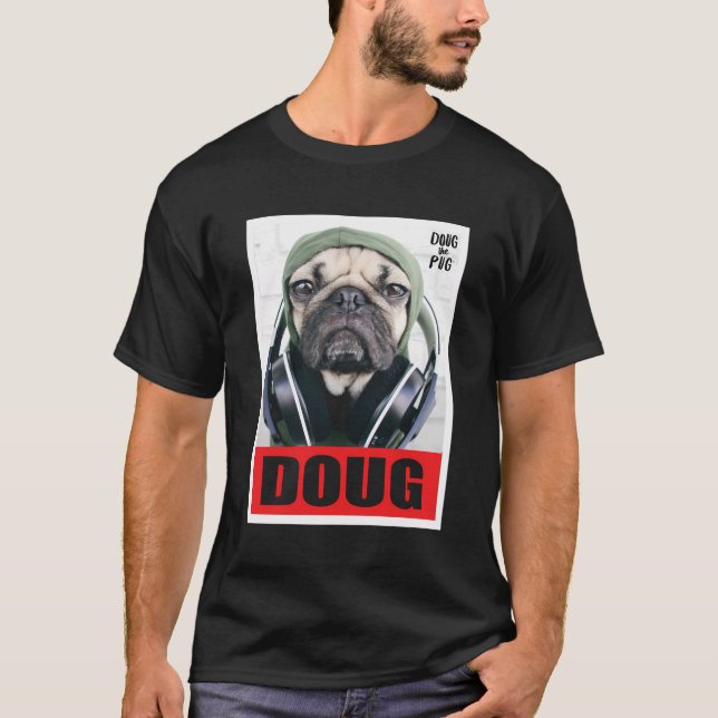 Camiseta Us Doug Los Auriculares Pug 01 (Anverso)