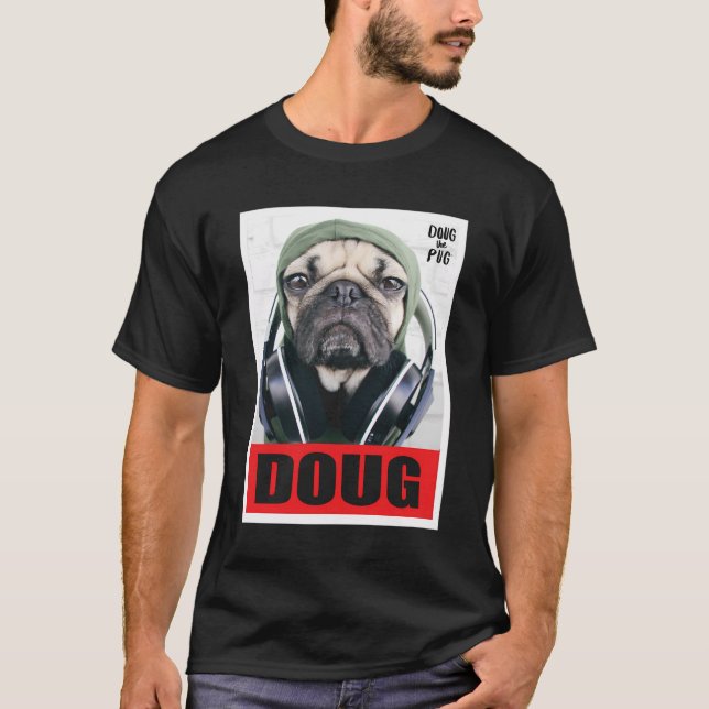 Camiseta Us Doug Los Auriculares Pug 01 (Anverso)