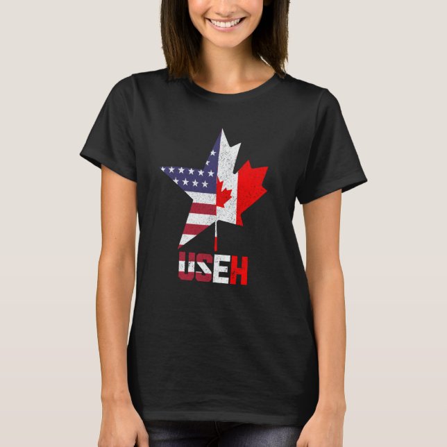 Camiseta US Eh Canada Canadian American Flag Pride Patrioti (Anverso)