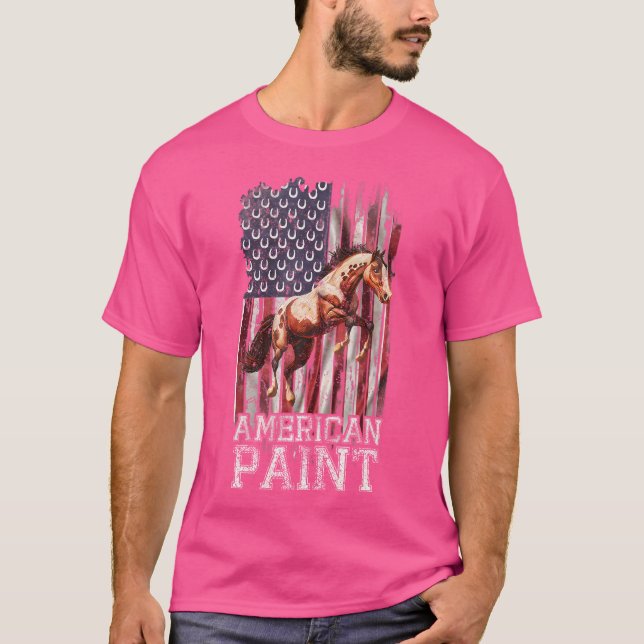 Camiseta Us Flag American Paint Horse Lover Horseback Ridin (Anverso)