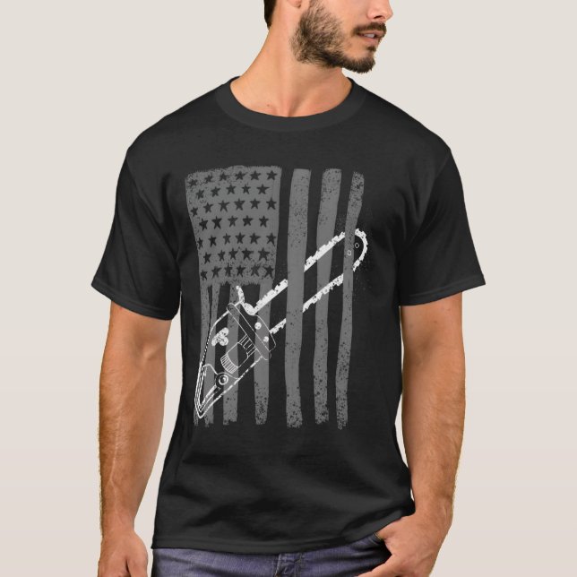 Camiseta Us Flag Chainsaw Woodworker Logger (Anverso)