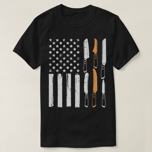 Camiseta US Flag Chef Knife Kitchen Knives Chef Cooker Men  (Diseño del anverso)