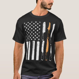 Camiseta US Flag Chef Knife Kitchen Knives Chef Cooker Men 