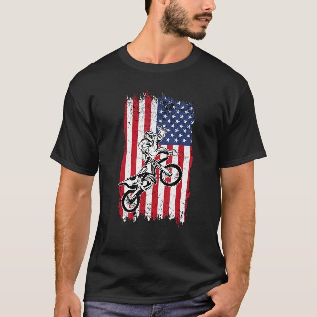Camiseta US Flag Dirt Bike Fly Shirt  Motocross US Dirt Bik (Anverso)