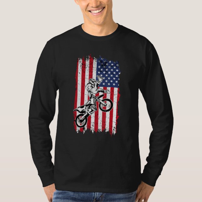 Camiseta US Flag Dirt Bike Fly Shirt  Motocross US Dirt Bik (Anverso)