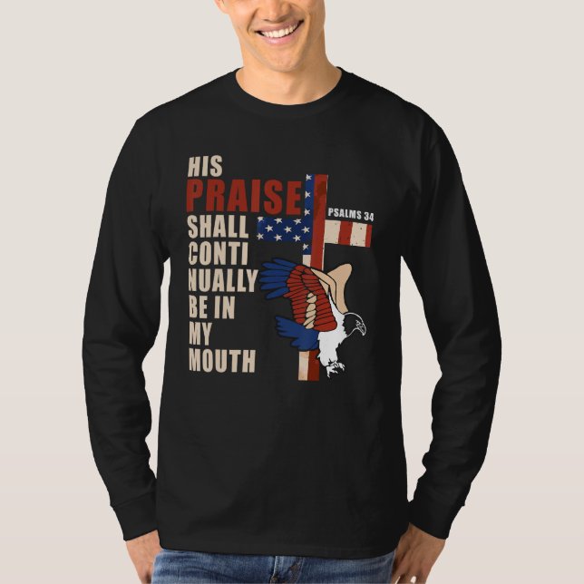 Camiseta US Flag Eagle Christian Cross Patriotic Bible Vers (Anverso)