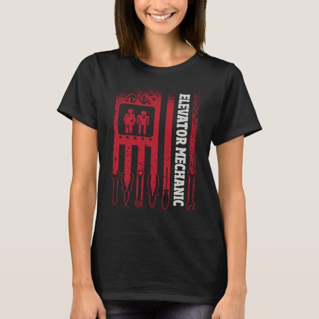 Camiseta Us Flag Elevator Mechanic (Anverso)