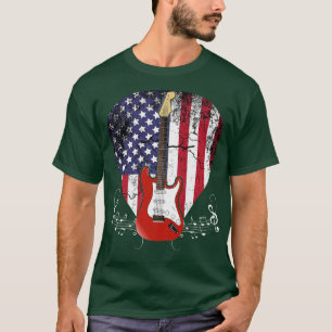 Camiseta US Flag Guitar Pick Guitarist Lover Instrument Ele