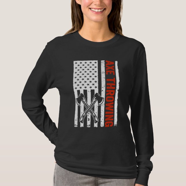 Camiseta US Flag Hatchet Axe Throwing (Anverso)