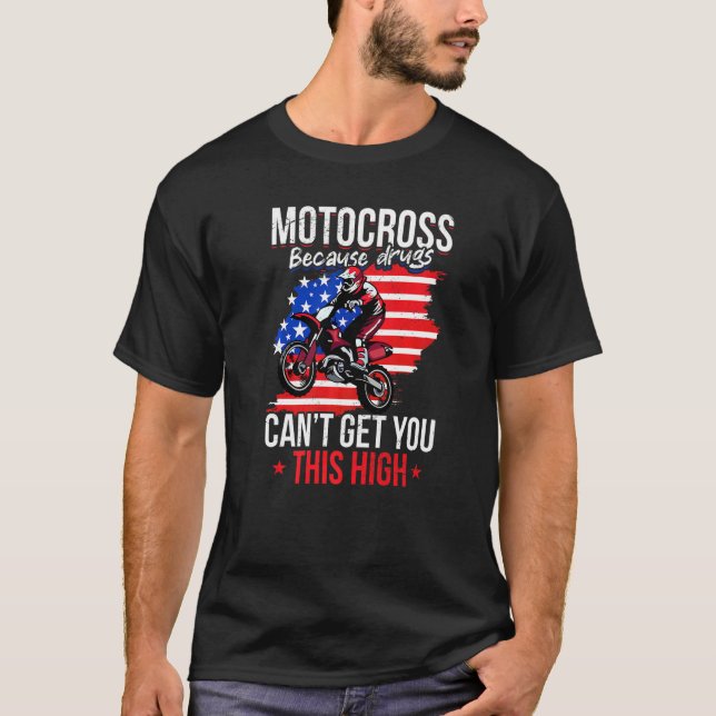 Camiseta US Flag MX Motocross because drugs cant get you th (Anverso)